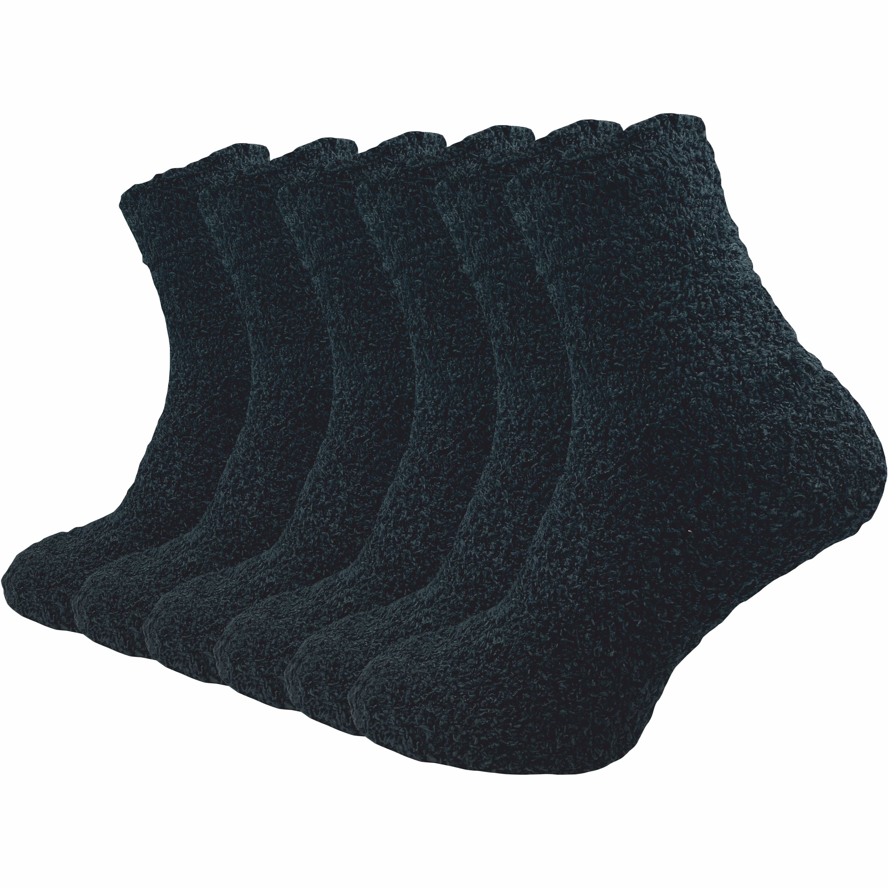 GAWILO Kuschelsocken für Damen für warme Füße an kalten Tagen - extra weich & flauschig (6 Paar) Haussocken aus flauschigem Material für optimalen Tragekomfort schwarz
