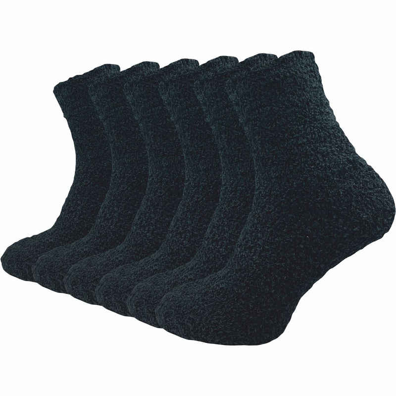 GAWILO Kuschelsocken für Herren für warme Füße an kalten Tagen - extra weich & flauschig (6 Paar) Haussocken in schwarz aus flauschigem Material für hohen Tragekomfort