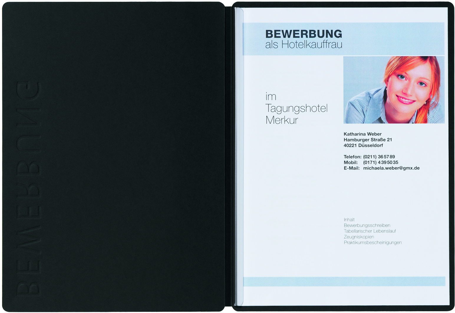 Bewerbungsmappe Bewerbungsmappe Solo 2-teilig schwarz