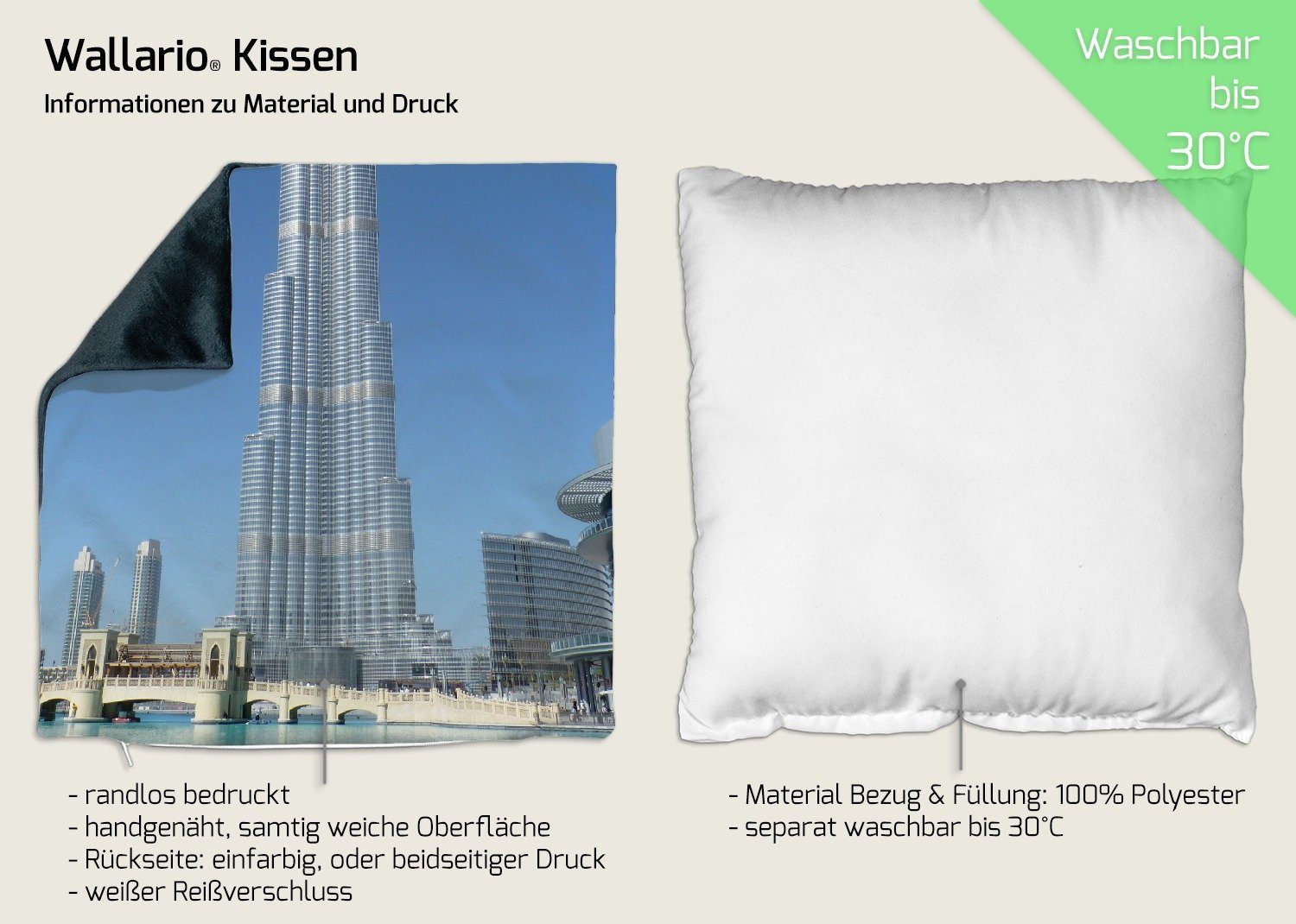 Wolkenkratzer in handgenäht Dubai, Dekokissen Wallario