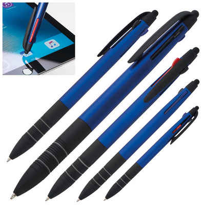 Livepac Office Kugelschreiber 10 Kugelschreiber 4in1 mit 3 Schreibfarben und Touchpen / Farbe: blau