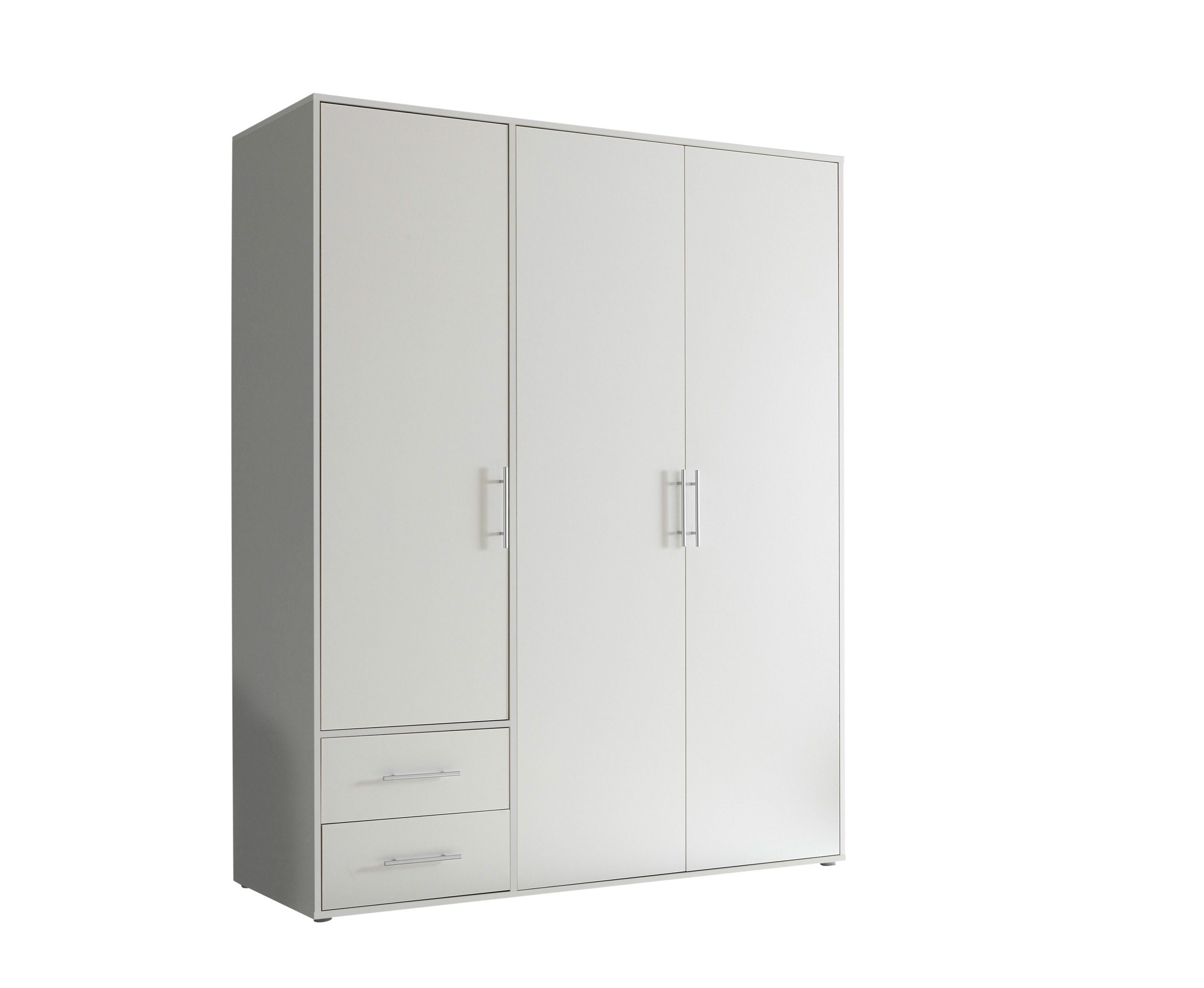Pol-Power Kleiderschrank in Weiß mit 2 Schubladen und 3 Türen (BxHxT: 155x195x60 cm)