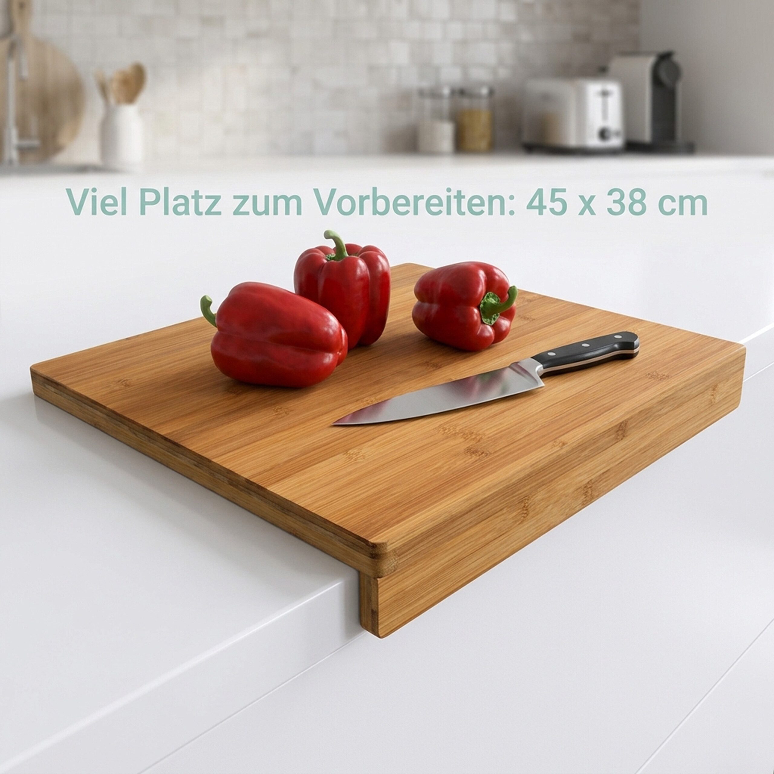relaxdays Tranchierbrett Bambus Doppelkante, Bambus, (1-St) – Bild 5 von 5