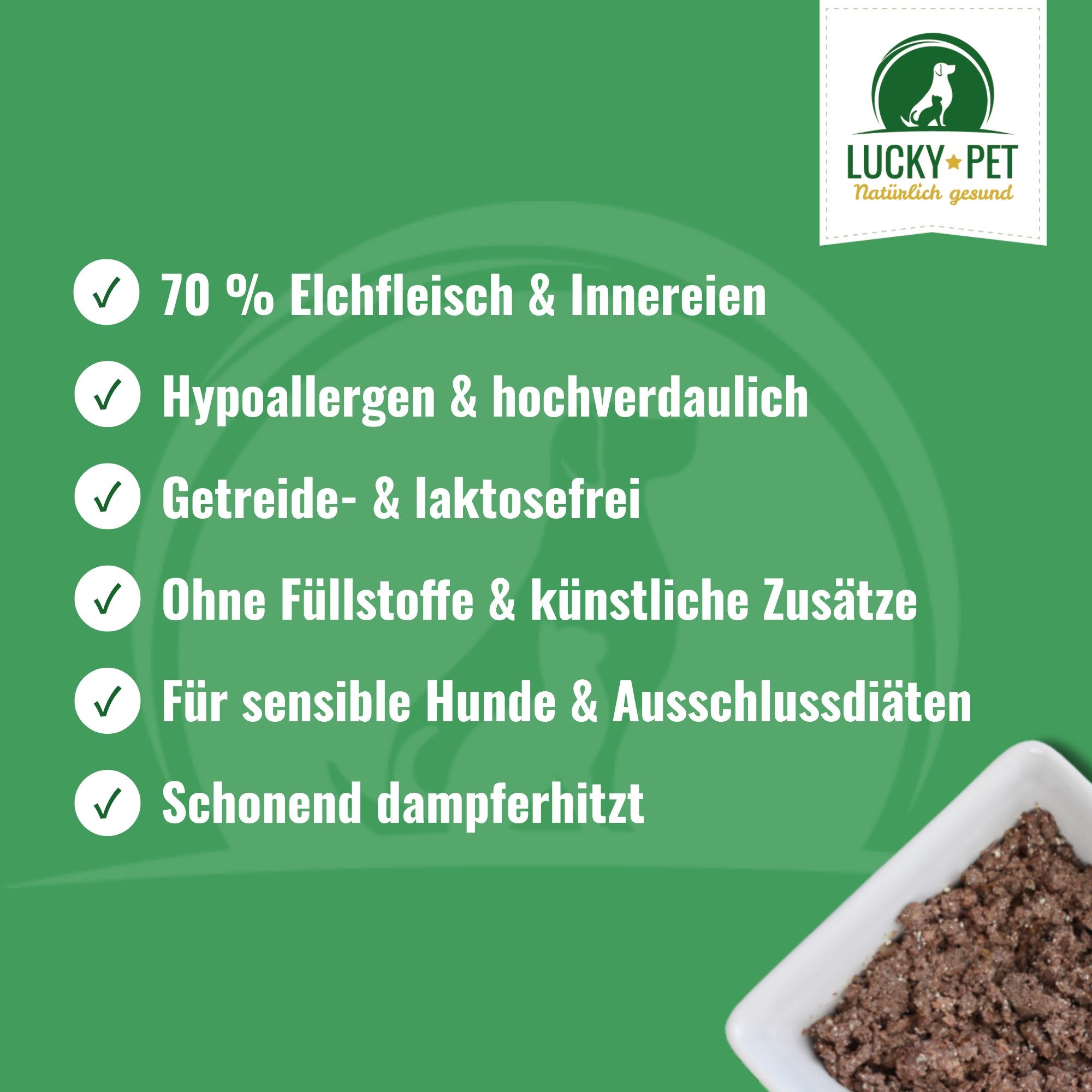 Lucky-Pet Pures Elchfleisch 800 g, Nassfutter für: Hunde