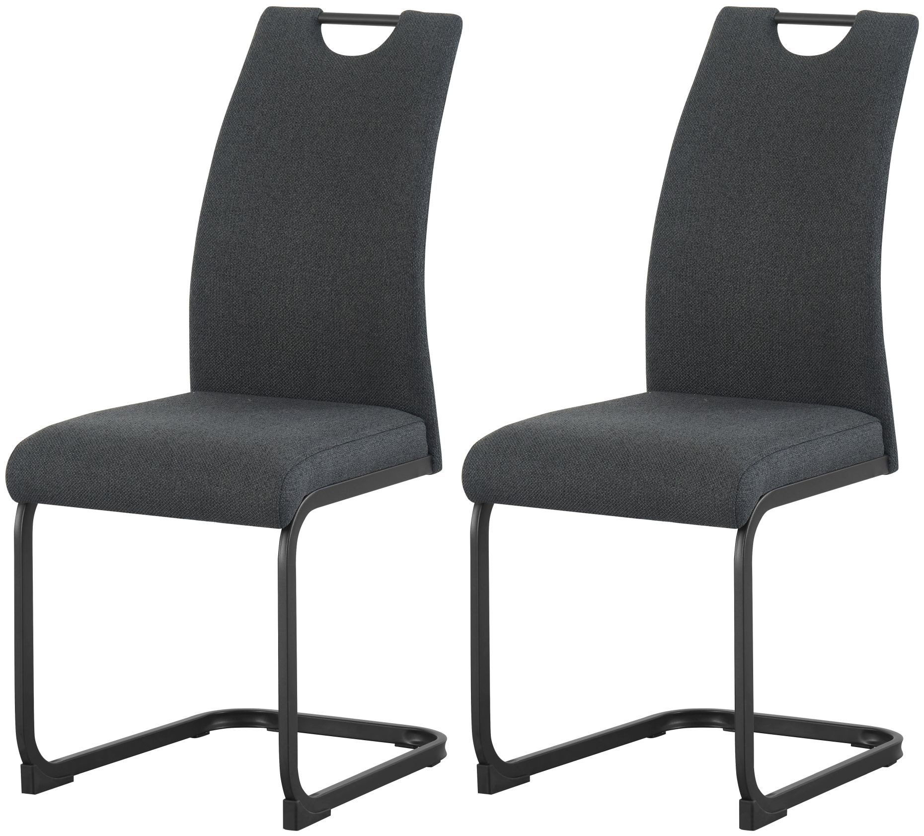 xonox.home Freischwinger, Esszimmerstühle aus Webstoff in anthrazit & Metallbeinen 43x98x59 cm