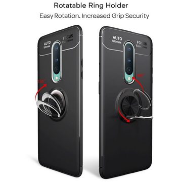 Nalia Smartphone-Hülle OnePlus 8, Matte Ring Silikon Hülle / 360 Grad Ring / Standfunktion / Rutschfest