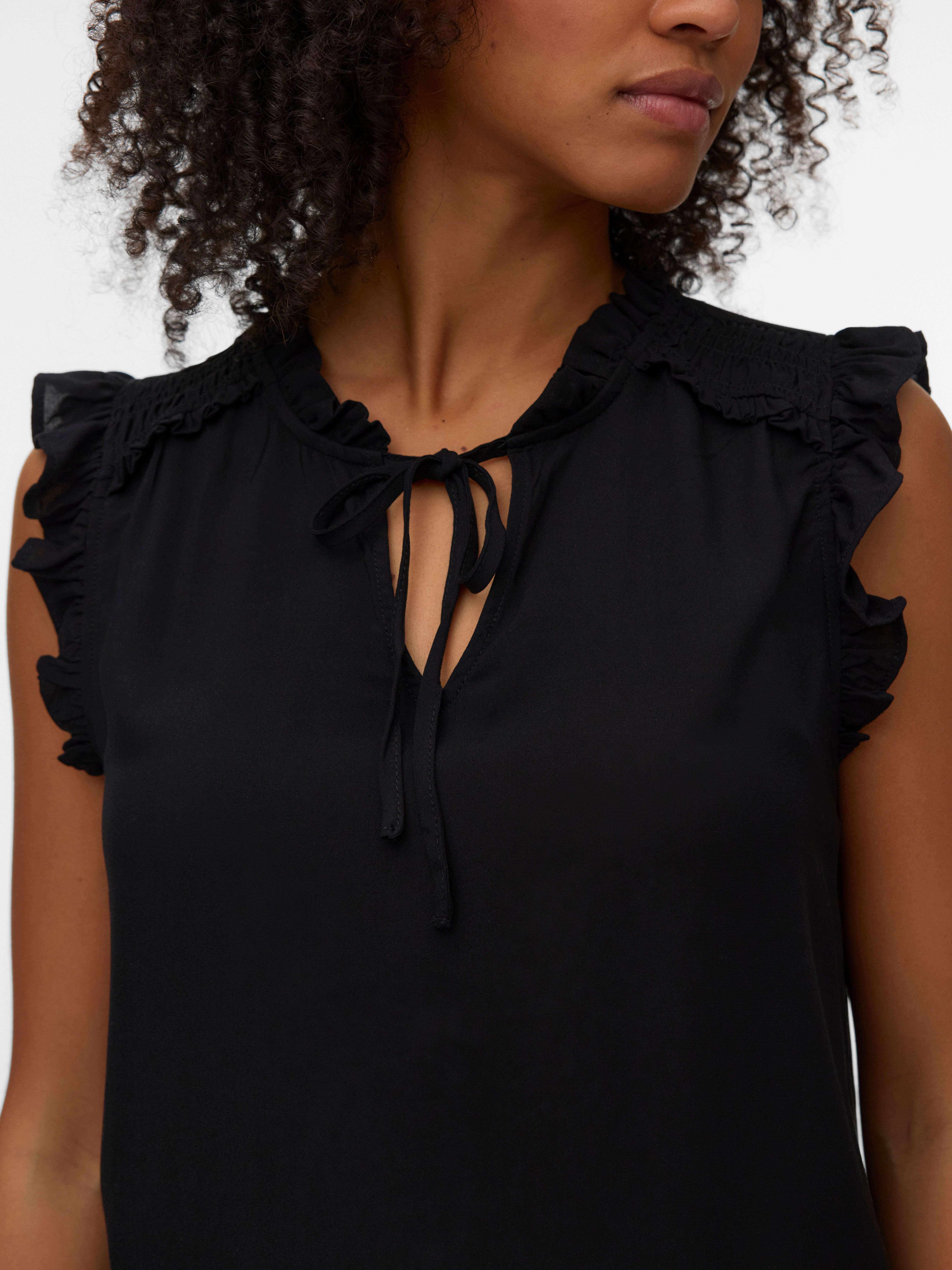 Vero Moda Rüschentop VMALBA SL FRILL TOP WVN NOOS Viskose