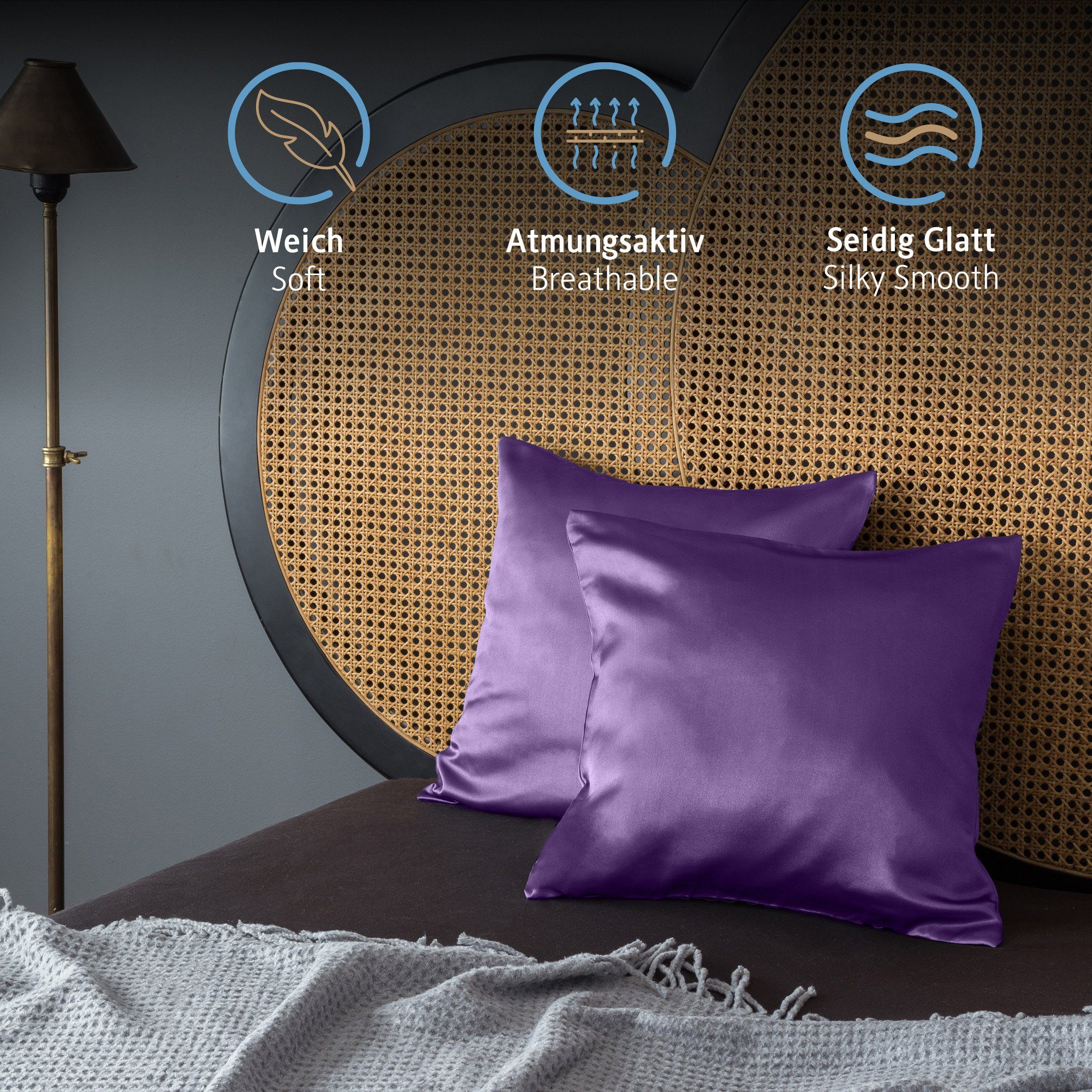 Komfortec Kissenbezug Mikrofaser Satin Kopfkissenbezug für Haar und Haut, ( günstig online kaufen