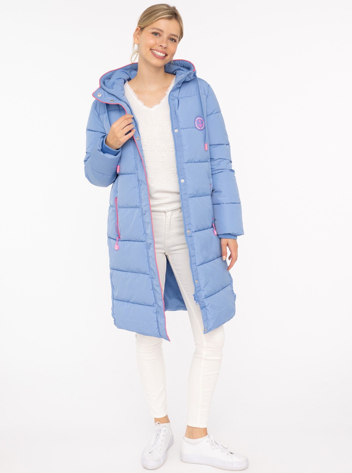 Zwillingsherz Steppmantel Küstentraum martimen Details, mit Kapuze und Tasc günstig online kaufen