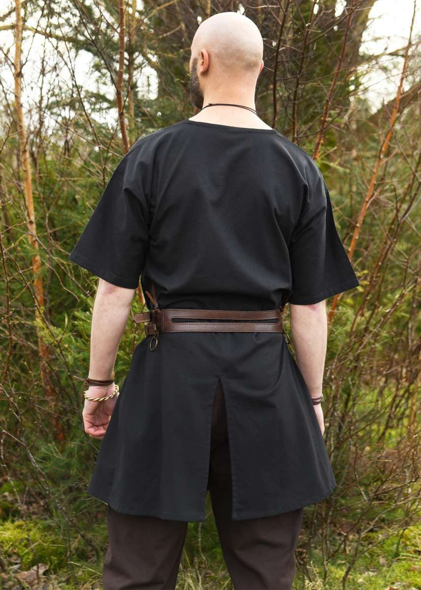 Battle Merchant Tunika Mittelalter-Tunika kurzarm, schwarz "Jasper" M