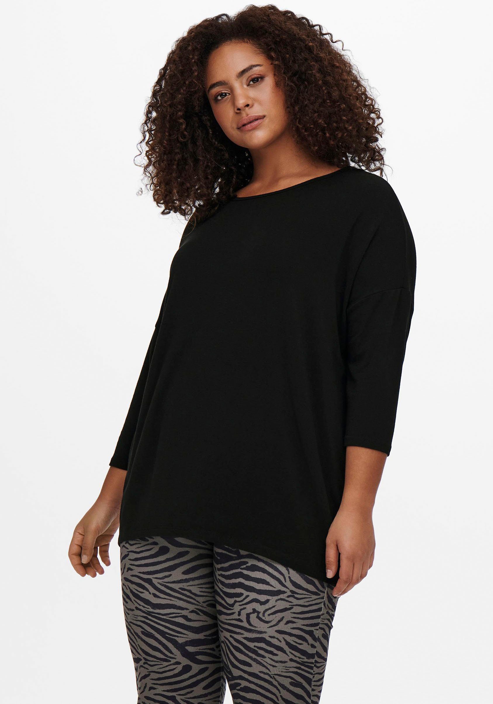 ONLY CARMAKOMA 3/4-Arm-Shirt CARLAMOUR aus weichem Materialmix