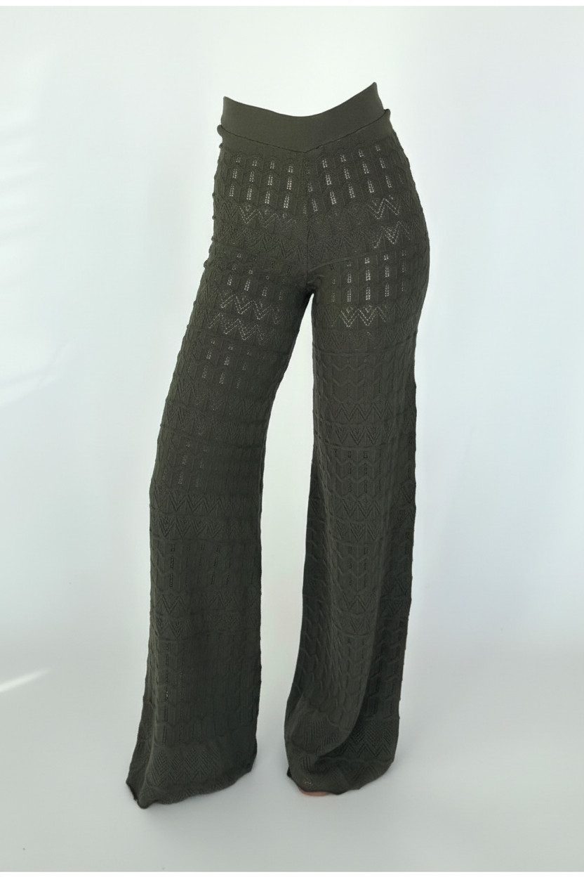 Zuckerwatte Strickhose 25427 Ajourstrick mit weitem Bein aus Viskose mit Stretch