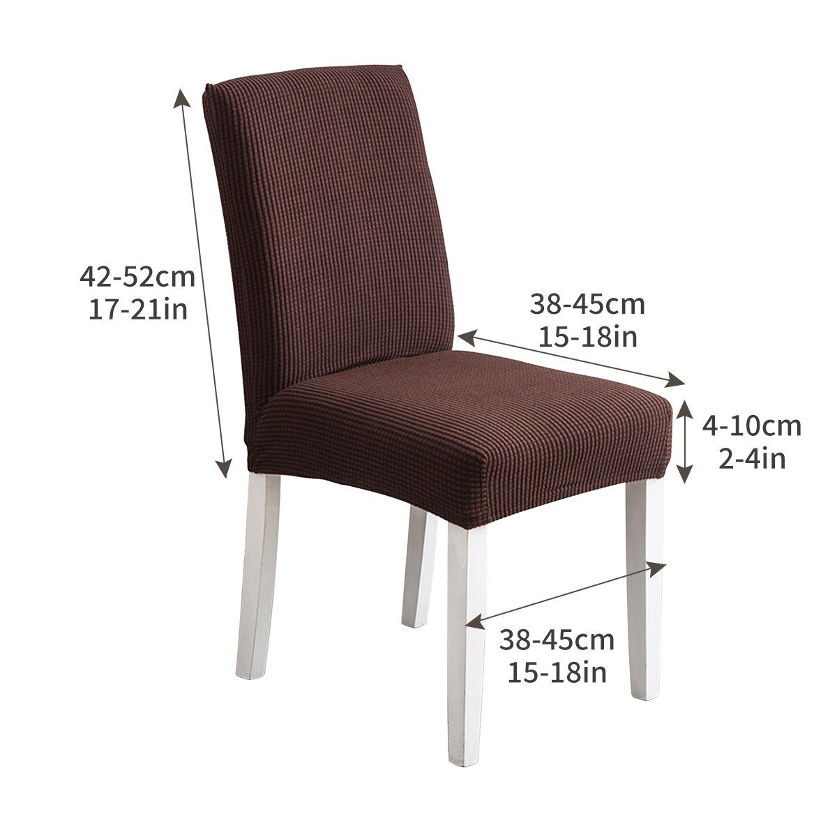 Stuhlhusse Stretch Stuhlbezug 6er Set Stuhlhussen Waschbar MOOHO elastische, braun|M