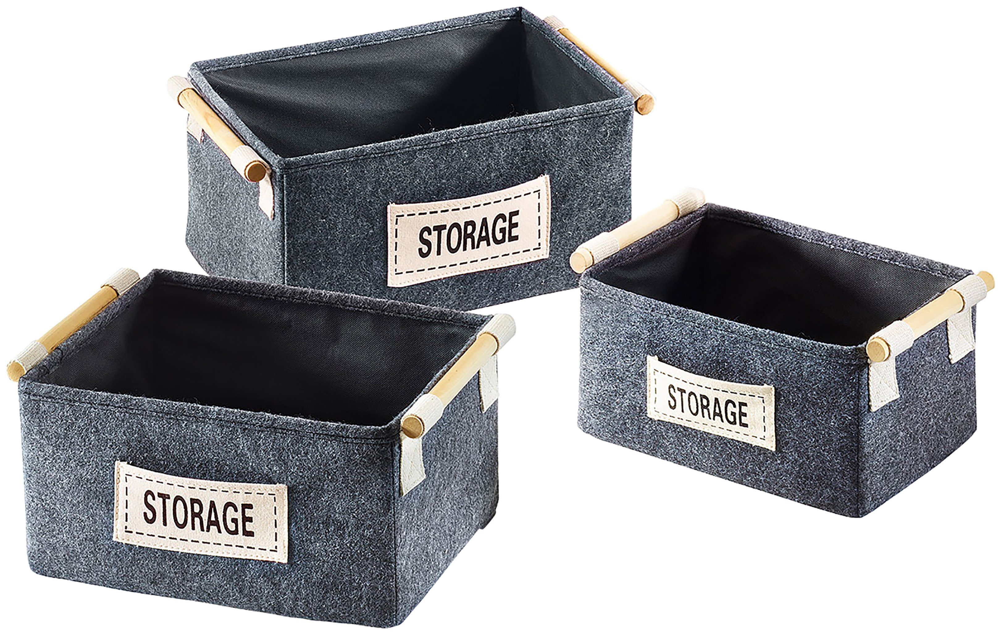 Aufbewahrungskorb Regalboxenset aus Filz STORAGE im 3er Set
