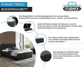 Furnix Boxspringbett TREZO 1 140x200 Polsterbett mit tiefen Bettkasten und Topper Auswahl, hochwertige, pflegeleichte Polsterstoffe