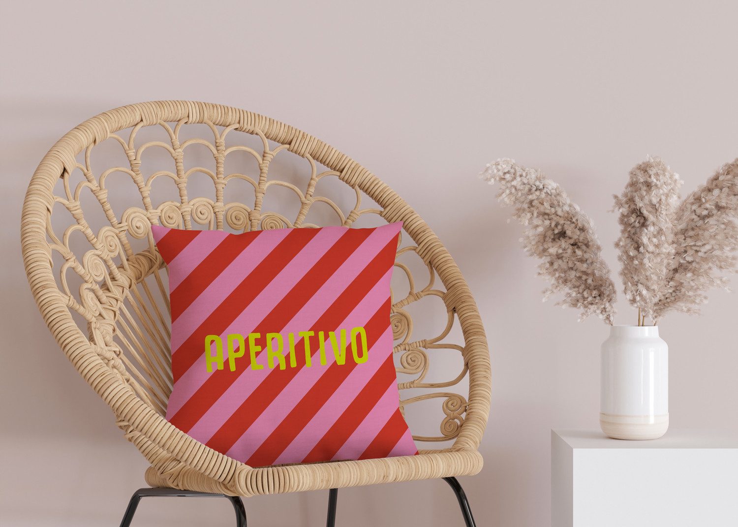 queence Dekokissen Aperitivo rot rosa gestreift, Beidseitig bedruckte Kisse günstig online kaufen