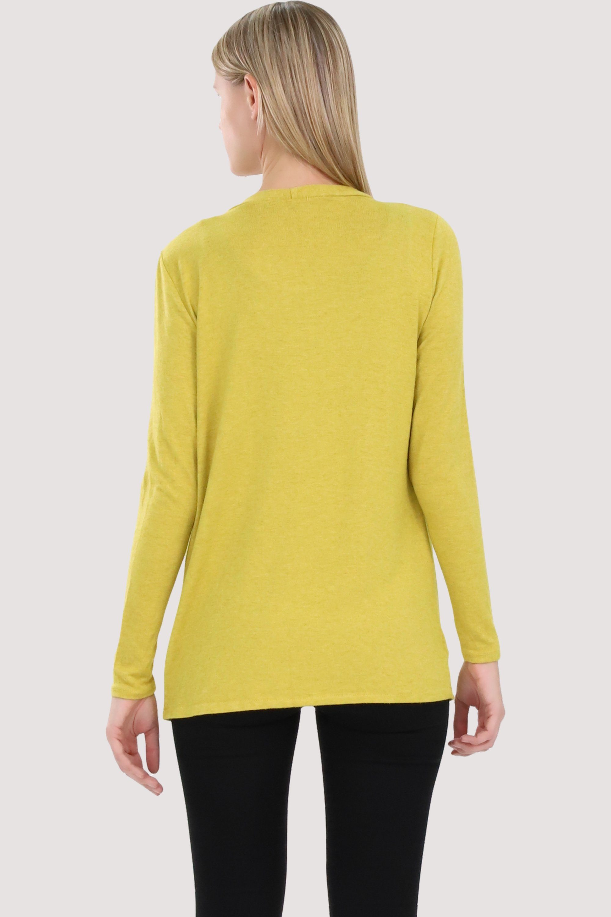 Eingriffstaschen Jacke Feinstrick gelb malito more than 2243 mit Cardigan fashion