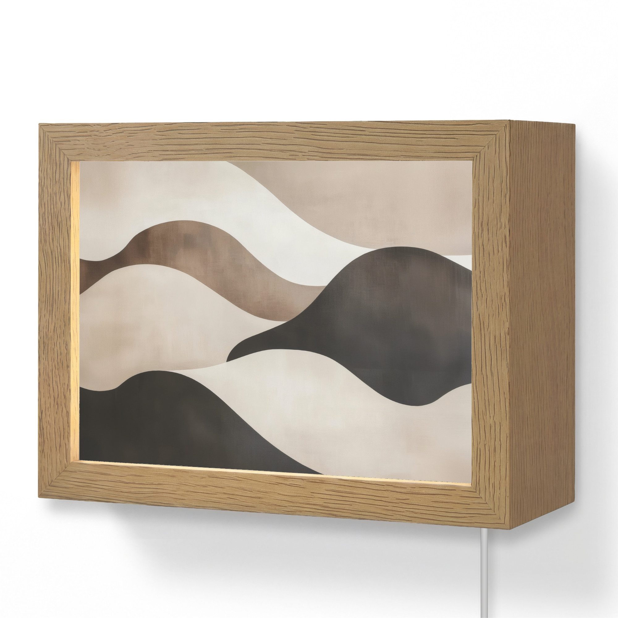 OnlyWow Wandleuchte Lightbox Wellen - Abstrakt - Beige, Dimmbar, Farbwechsel, LED, Warmweiß, Kaltweiß, Neutralweiß Einstellbar, Wandlampe Innen, Dimmbar, mit Kabel, LED, Modern, Flur