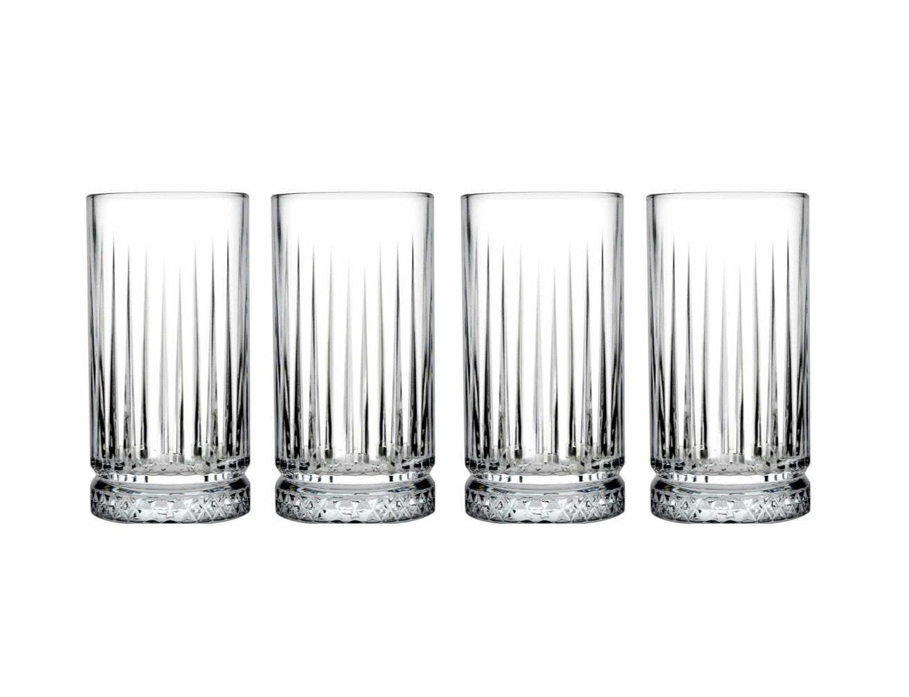 Pasabahce Gläser-Set Elysia-520125, 4-tlg., Glas, Glas im Retro-Design, Limonade, Säfte oder Wasser, Cocktailgläser