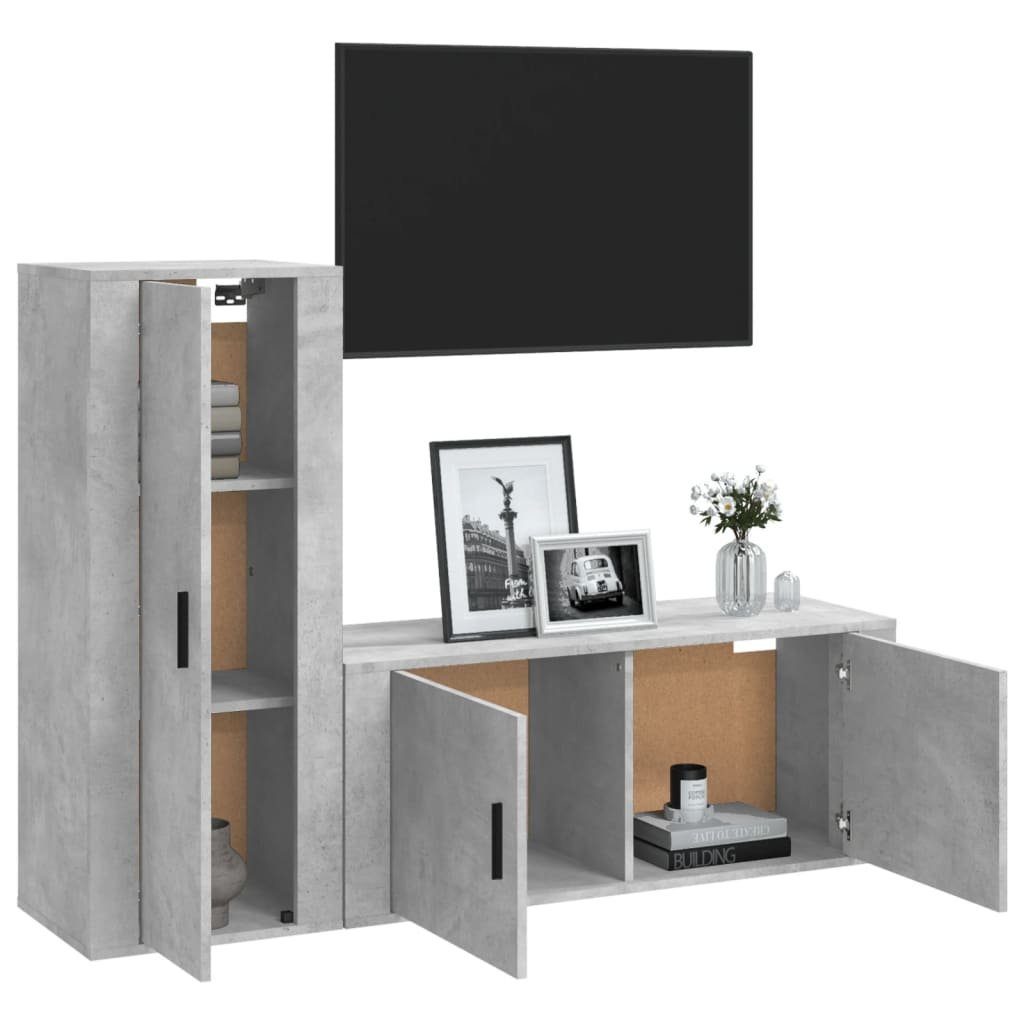 Holzwerkstoff furnicato 2-tlg. TV-Schrank-Set TV-Schrank Betongrau