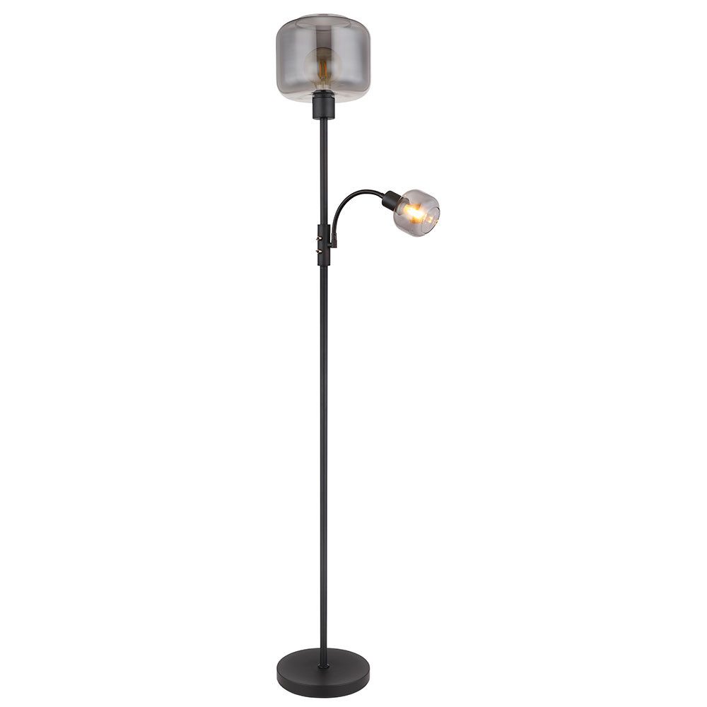 GLOBO LIGHTING Stehlampe, Leuchtmittel nicht inklusive, Stehlampe Wohnzimmerleuchte 2 Flammig Flexo schwarz rauch H 165 cm