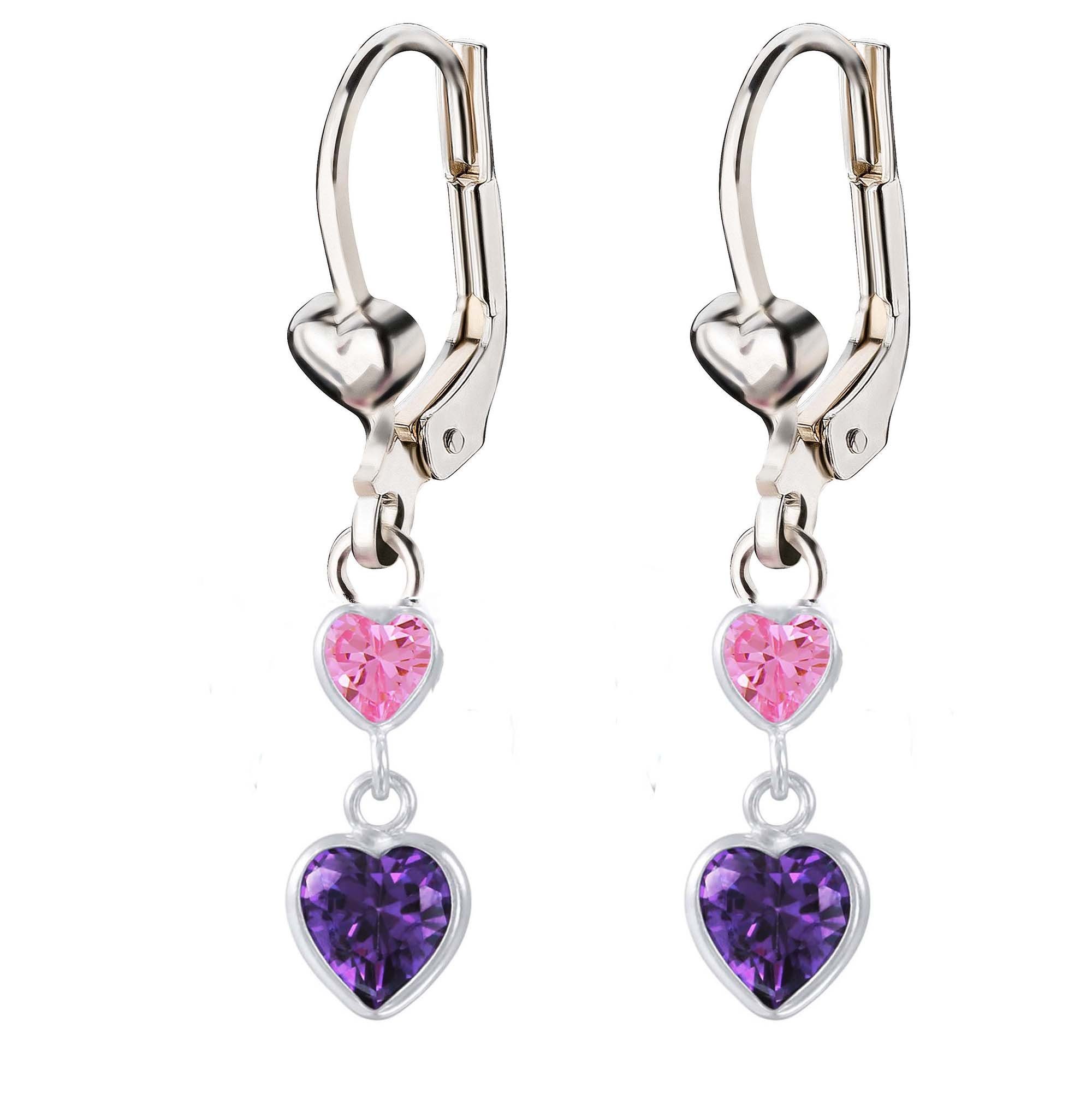 schmuck23 Paar Ohrhänger Ohrringe Herz Zirkonia 925 Silber, Sterling Silber