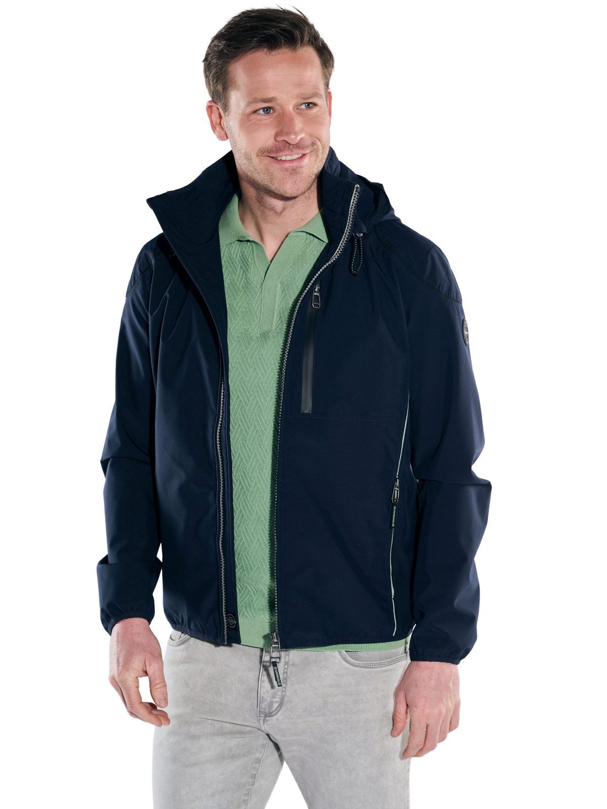 Engbers Kurzjacke Herren Sportive kurze Jacke mit Kapuze, Saphirblau günstig online kaufen