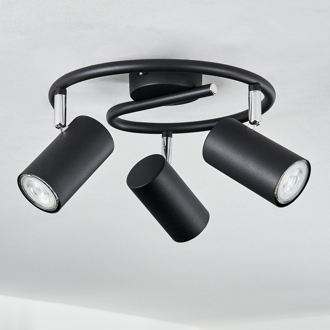 mit Deckenleuchte 3 verstellbaren Deckenlampe Leuchtmittel, in Rondell Metall aus runde GU10 hofstein ohne Schwarz/Chromfarben, Schirmen, x 3-flammig, moderne