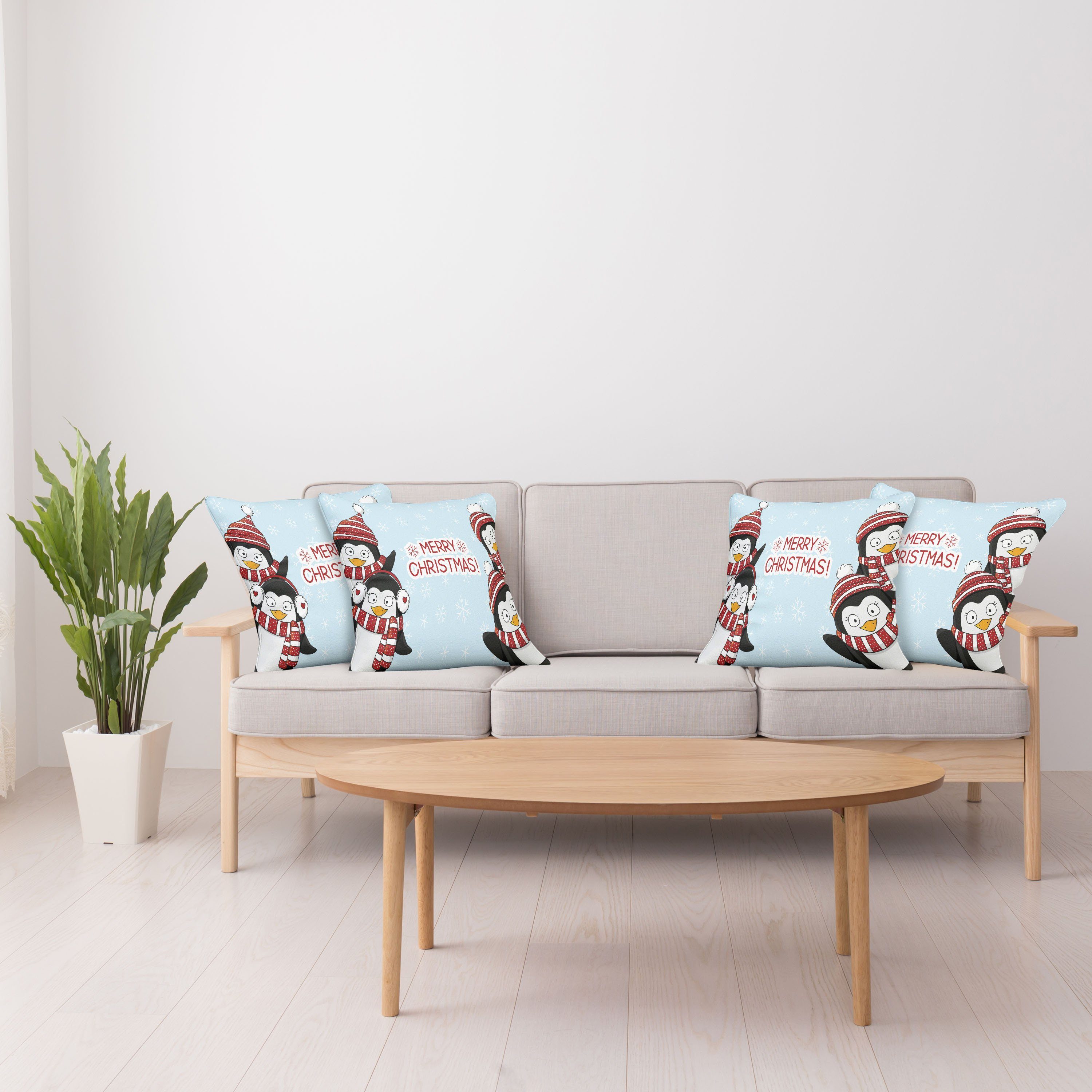 Kissenbezüge Modern Accent (4 Digitaldruck, Penguins Stück), Weihnachten Kinder Abakuhaus Doppelseitiger