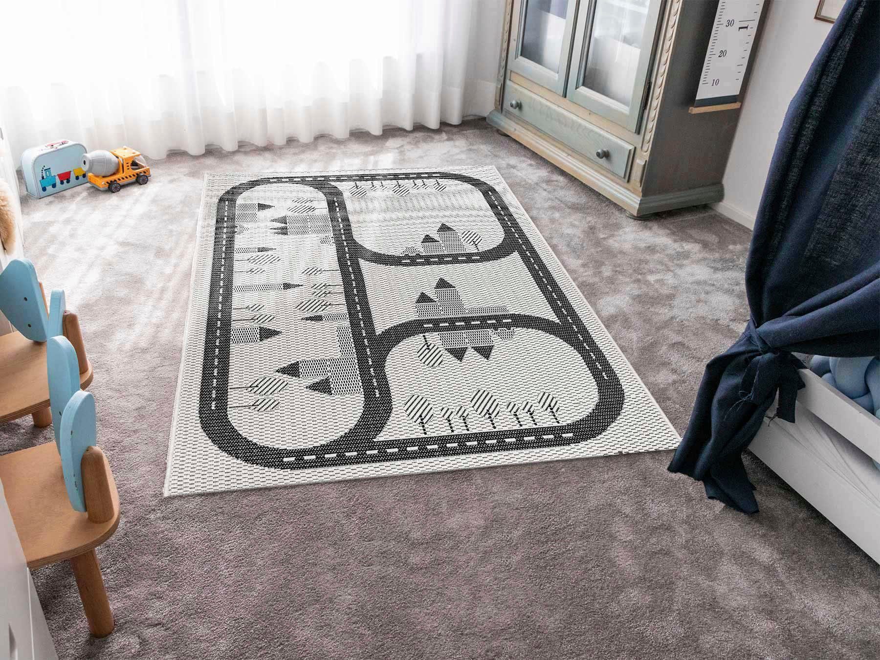 Primaflor-Ideen in Textil Kinderteppich CABANE - Streets, rechteckig, Höhe: 3 mm, Flachgewebe, Straßen-Spiel-Teppich, In- und Outdoor geeignet