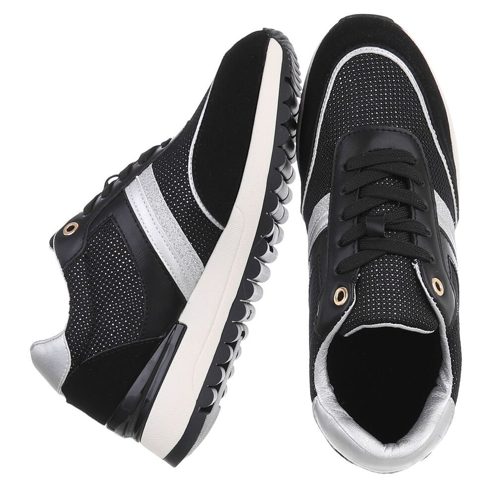 Ital-Design Eleganter Sneaker mit gepolsterter Innensohle für Damen Sneaker (91261467) Keilabsatz/Wedge Sneakers Low in Schwarz