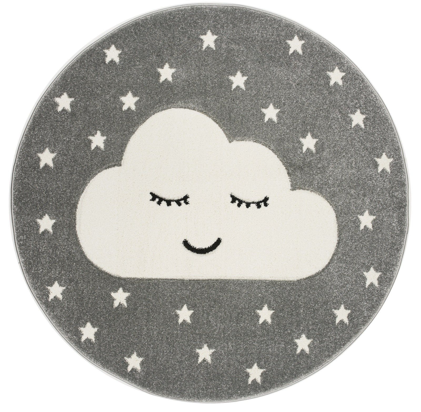 Kinderteppich Smiley Cloud rund, LIVONE Happy Rugs for Kids, rund, Höhe: 16 mm, weicher Flor
