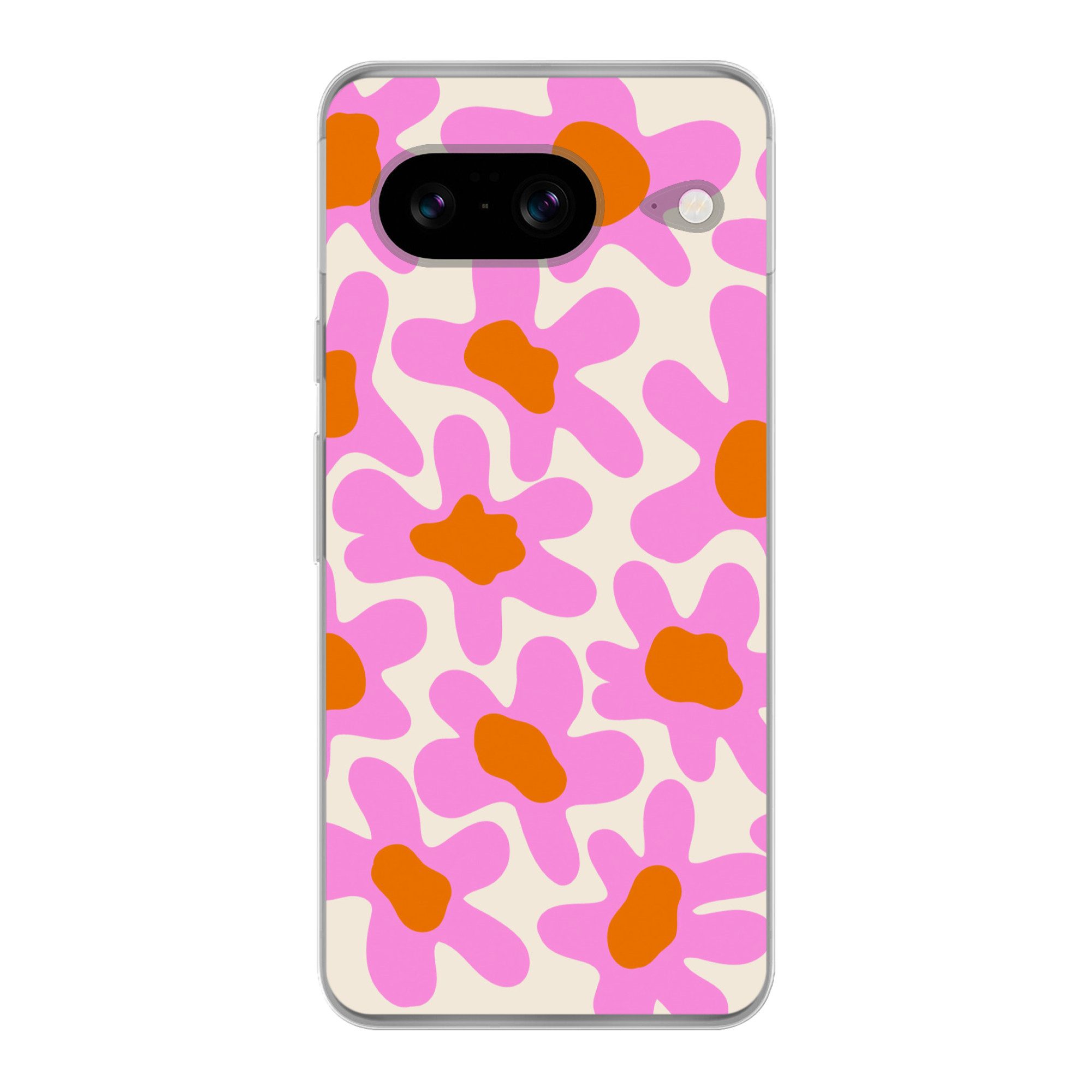 MuchoWow Handyhülle für Google Pixel 8 Blume - Rosa - Muster, Handy Case, Silikon, Bumper Case Dünn