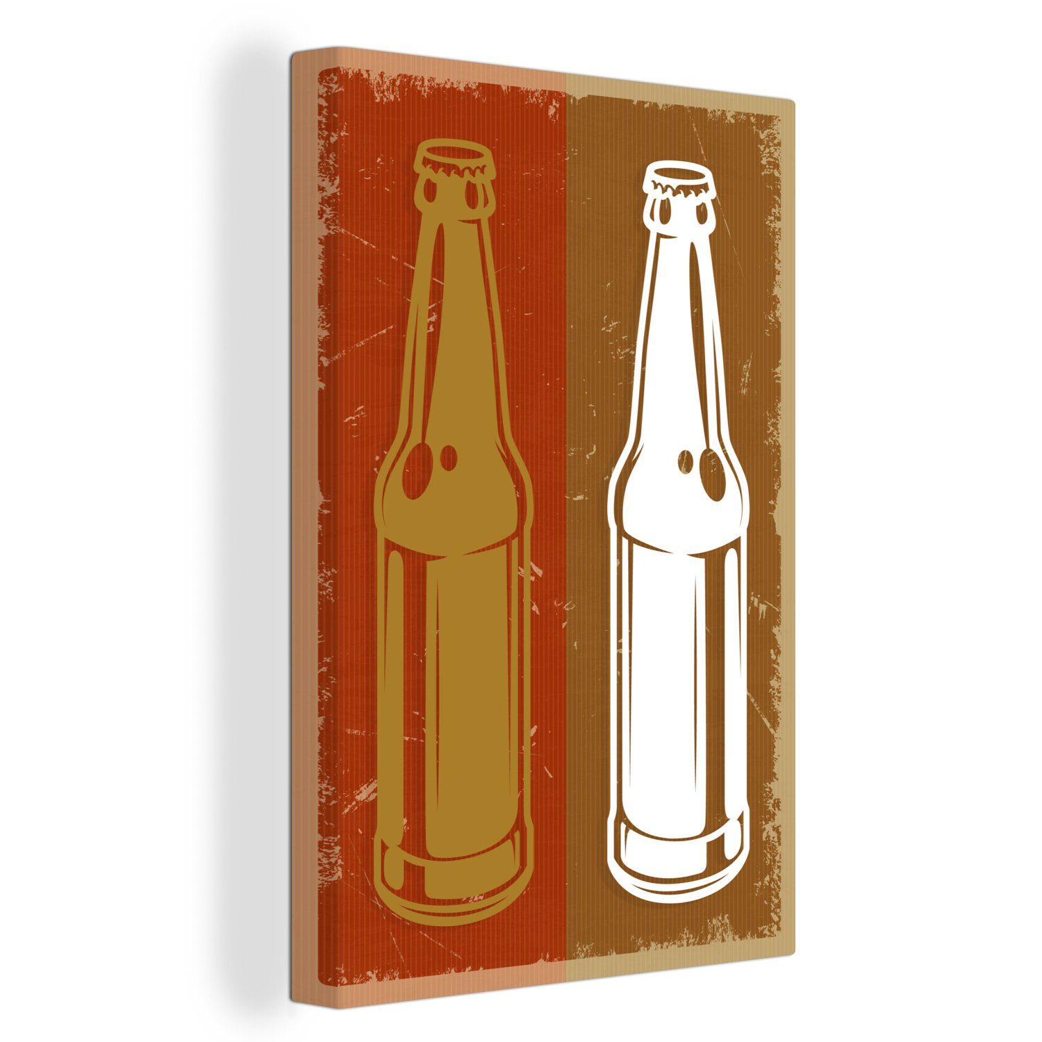 OneMillionCanvasses® Leinwandbild Mancave - Flasche - Vintage - Zeichnung, (1 St), Leinwandbild fertig bespannt inkl. Zackenaufhänger, Gemälde, 20x30 cm