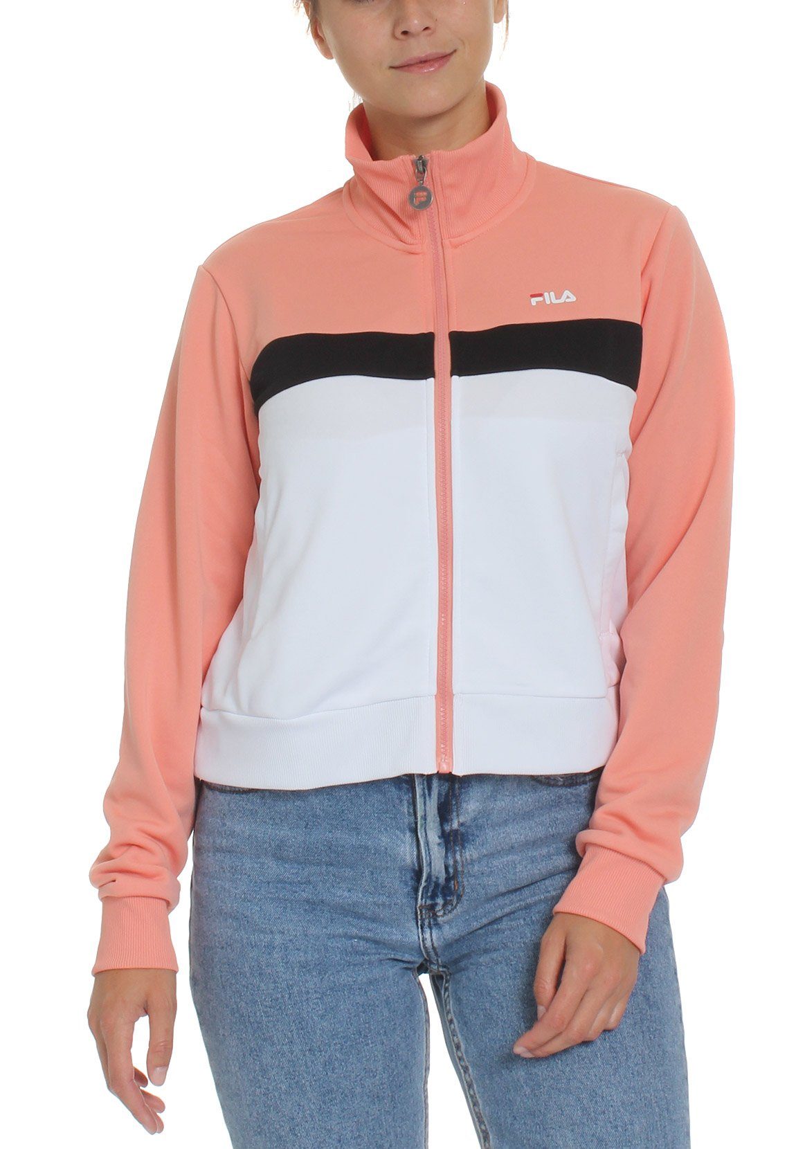 Fila Sweater Fila Sweatjacke Damen SAMAH TRACK JACKET 687611 A808 Lobster Bisque-Bright White-Black