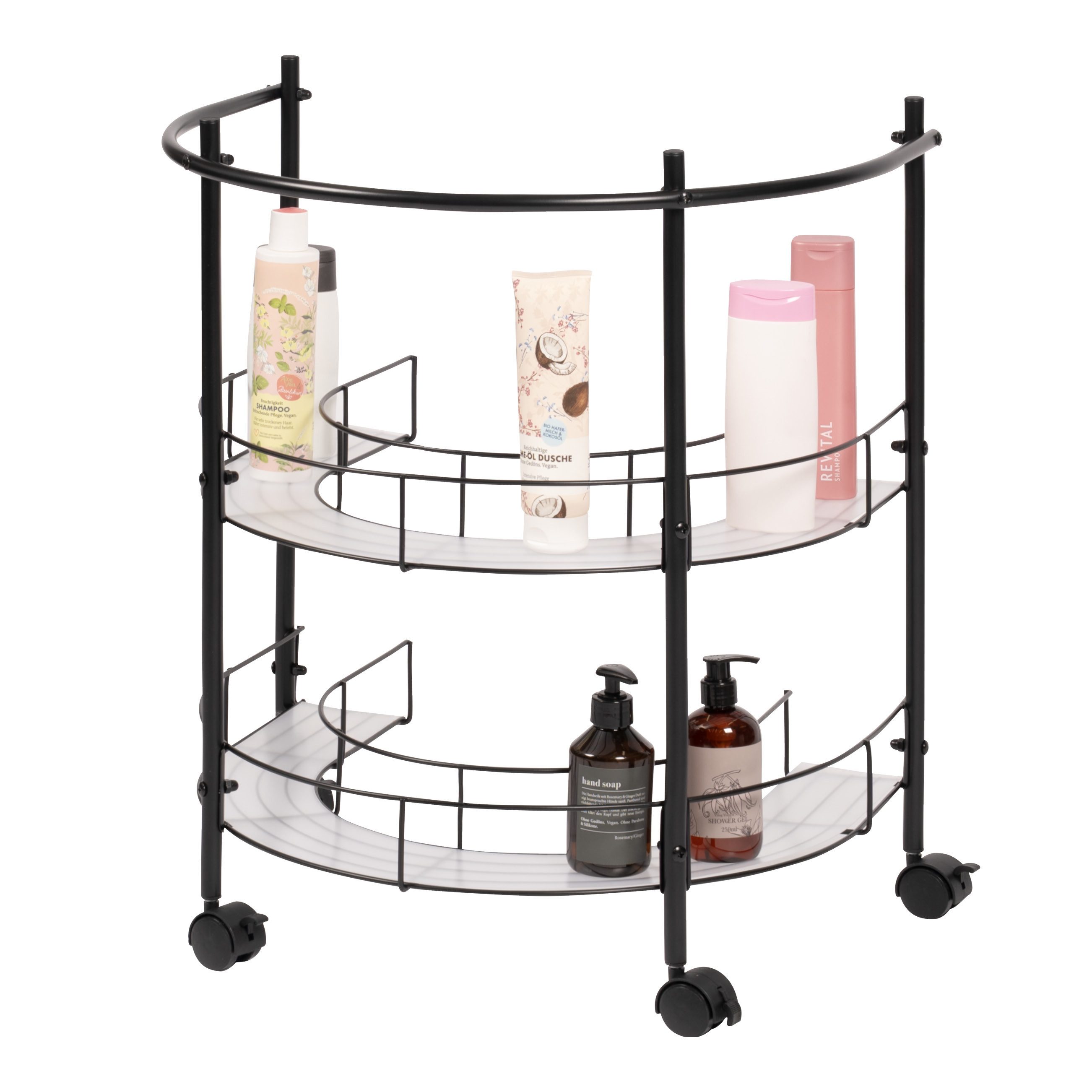 eluno Waschbeckenunterschrank aus Metall mit feststellbaren Rollen, schwarz günstig online kaufen