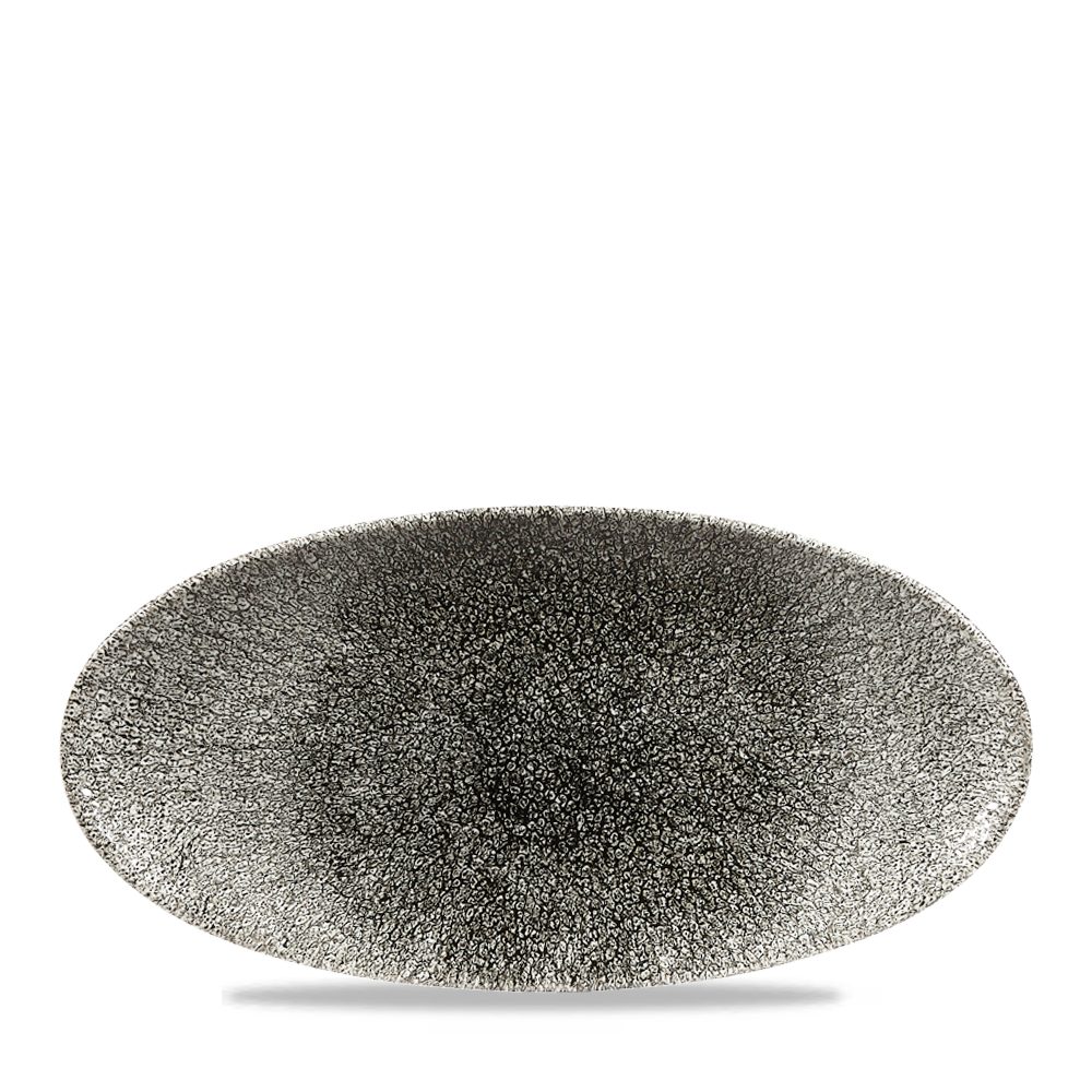 Teller Super Vitrified Studio Prints Raku Quartz Black Oval Chefs