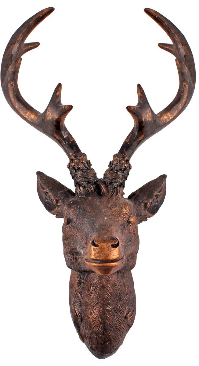 Spetebo Dekogeweih Hirschgeweih bronze - 30 cm, Hirschkopf Wanddeko zum aufhängen