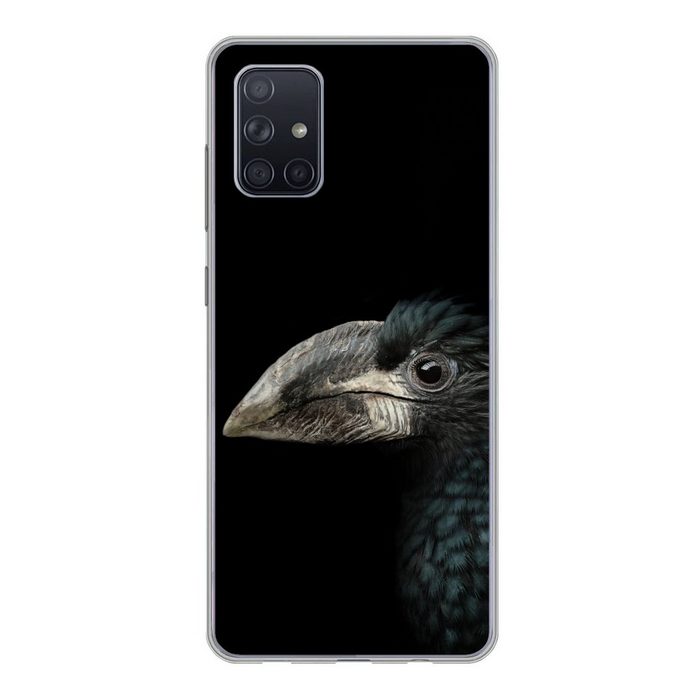 MuchoWow Handyhülle Vogel - Porträt - Hornvogel - Schwarz - Tiere Handyhülle Samsung Galaxy A51 5G Smartphone-Bumper Print Handy