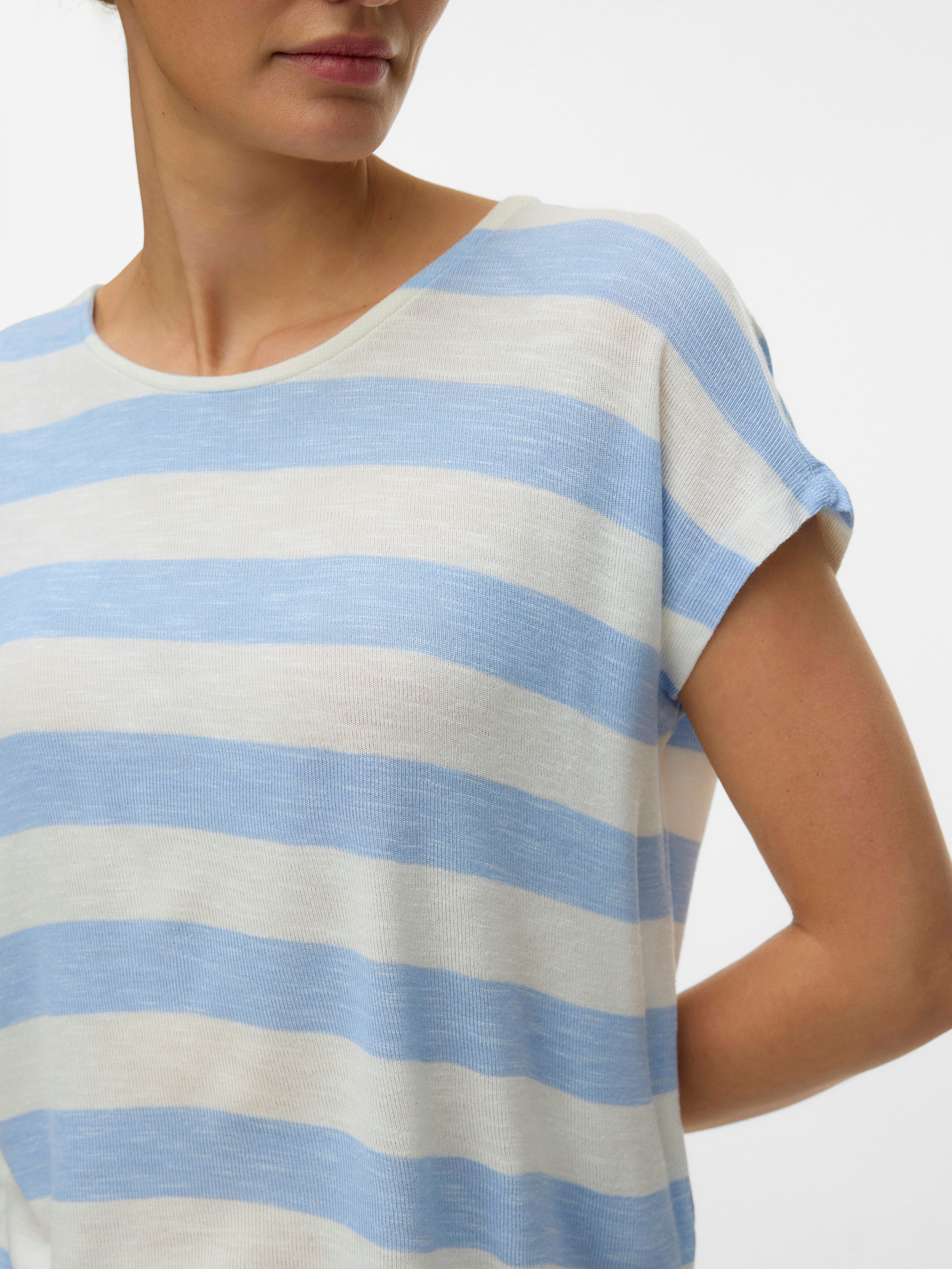 Vero Moda Kurzarmshirt VMWIDE STRIPE SL TOP GA JRS NOOS Viskosemischung