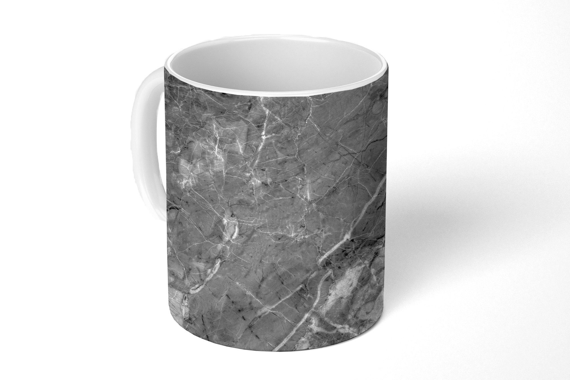 MuchoWow - Kristalle Schwarz Becher, Granit, Geschenk Kaffeetassen, Teetasse, Keramik, - Teetasse, Tasse Grau -