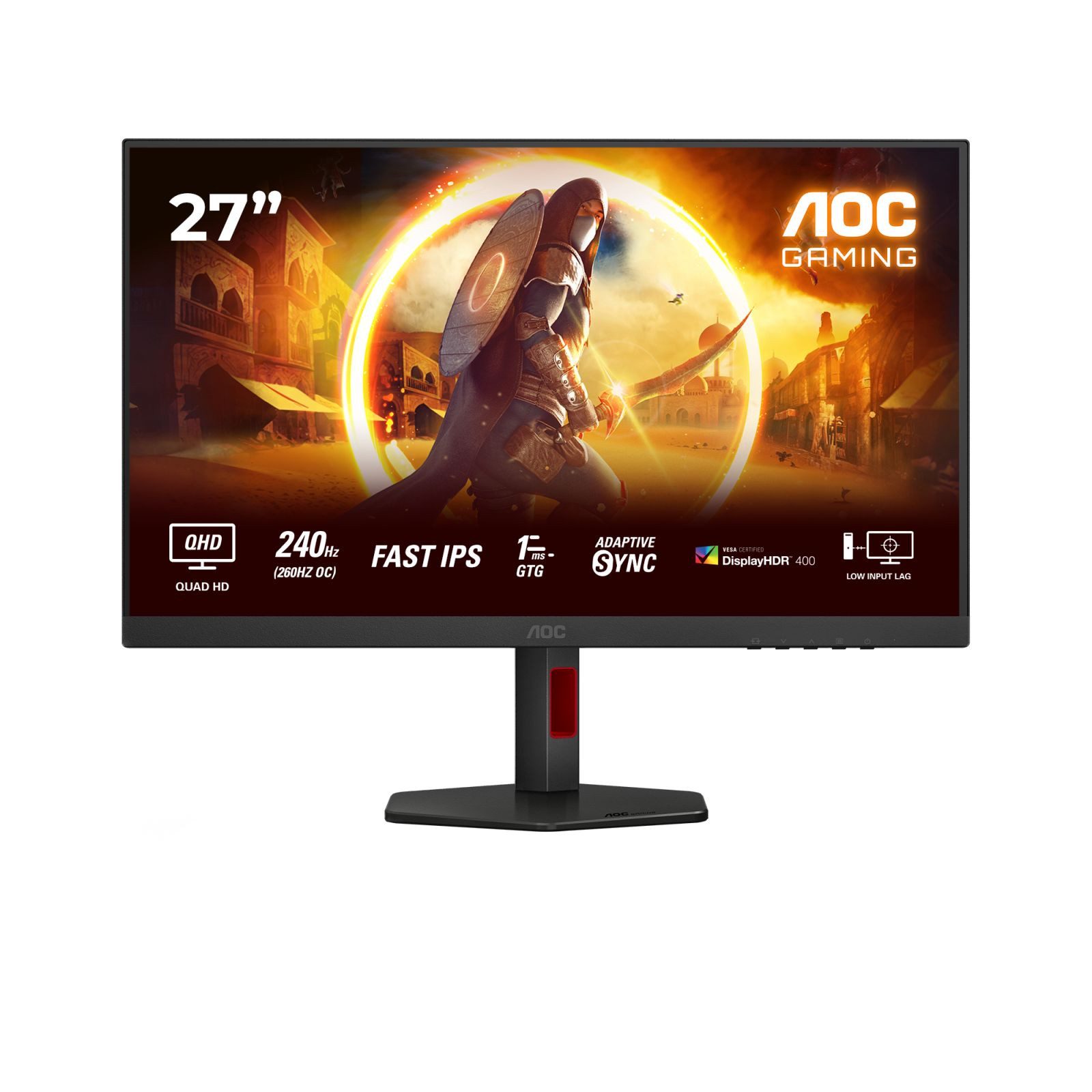 AOC Gaming Q27G4ZR - 27 Zoll Quad HD, 240 Hz, 1 ms, G-Sync comp., HDR400 (TFT-Monitor (2560 x 1440 px, Quad HD, 1 ms Reaktionszeit, 260 Hz, Fast IPS, Lautsprecher, HDCP, HDR, Kopfhörerbuchse, Pivot, Höhenverstellbar)