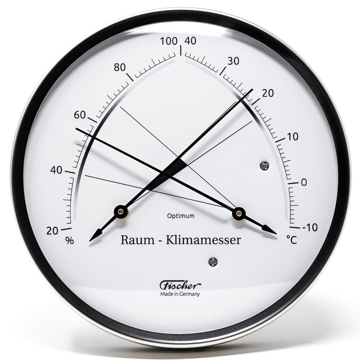 Fischer Edelstahl, Farbwahl Innen Innenwetterstation - weiß Raum-Klimamesser Barometer