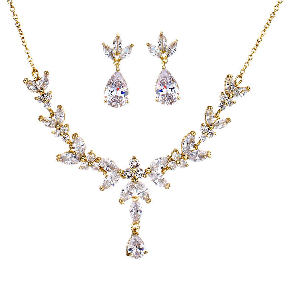 RWEUOQ Schmuckset Schmuck Hochzeit Halskette &Ohrringe günstig online kaufen