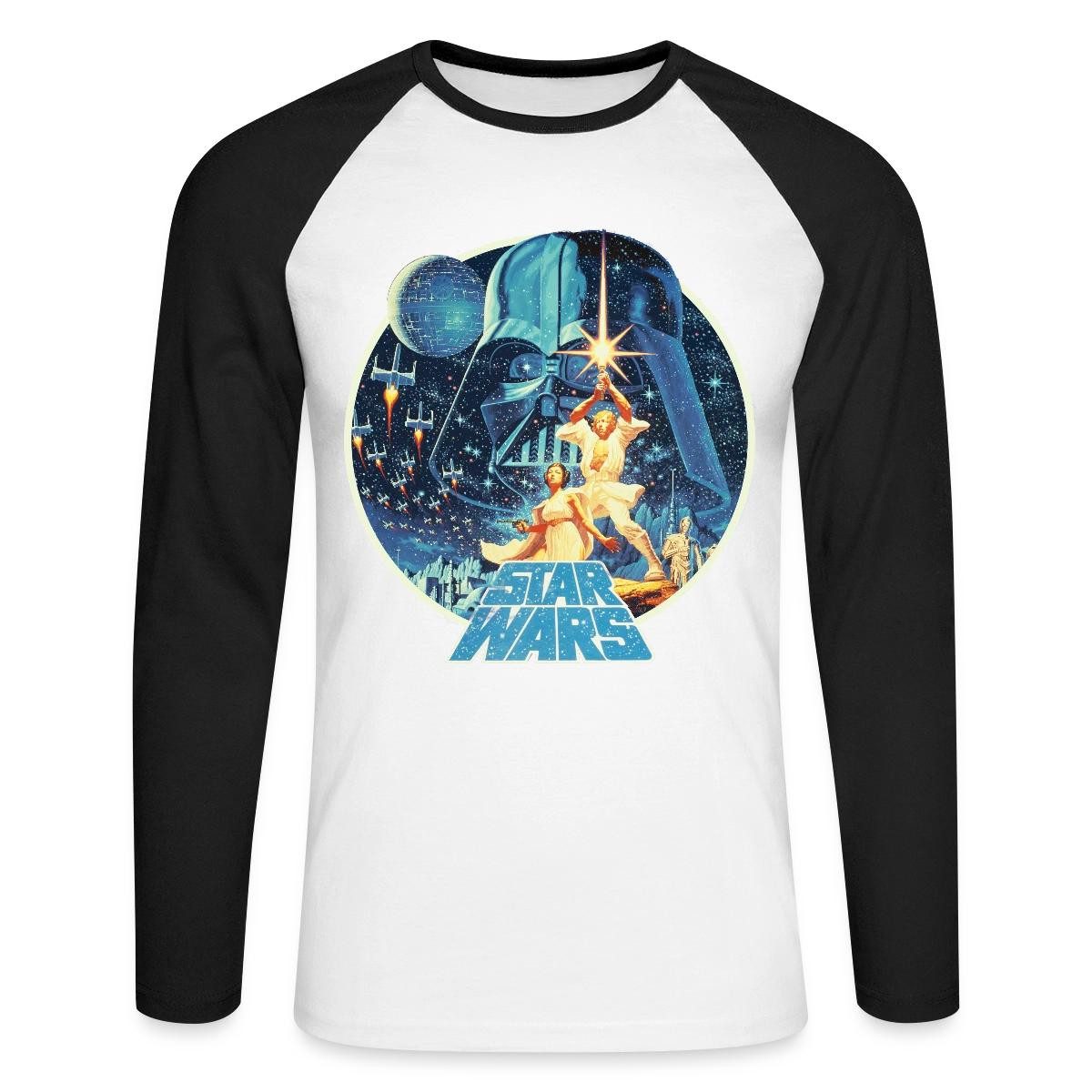 Spreadshirt T-Shirt Star Wars Galaxie Mit Ikonischen Charakteren Baseball Langarmshirt Her (1-tlg)
