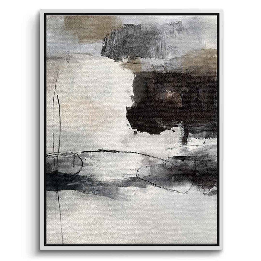 DOTCOMCANVAS® Leinwandbild Landscape, Leinwandbild schwarz weiß grau moderne abstrakte Kunst Druck Wandbild