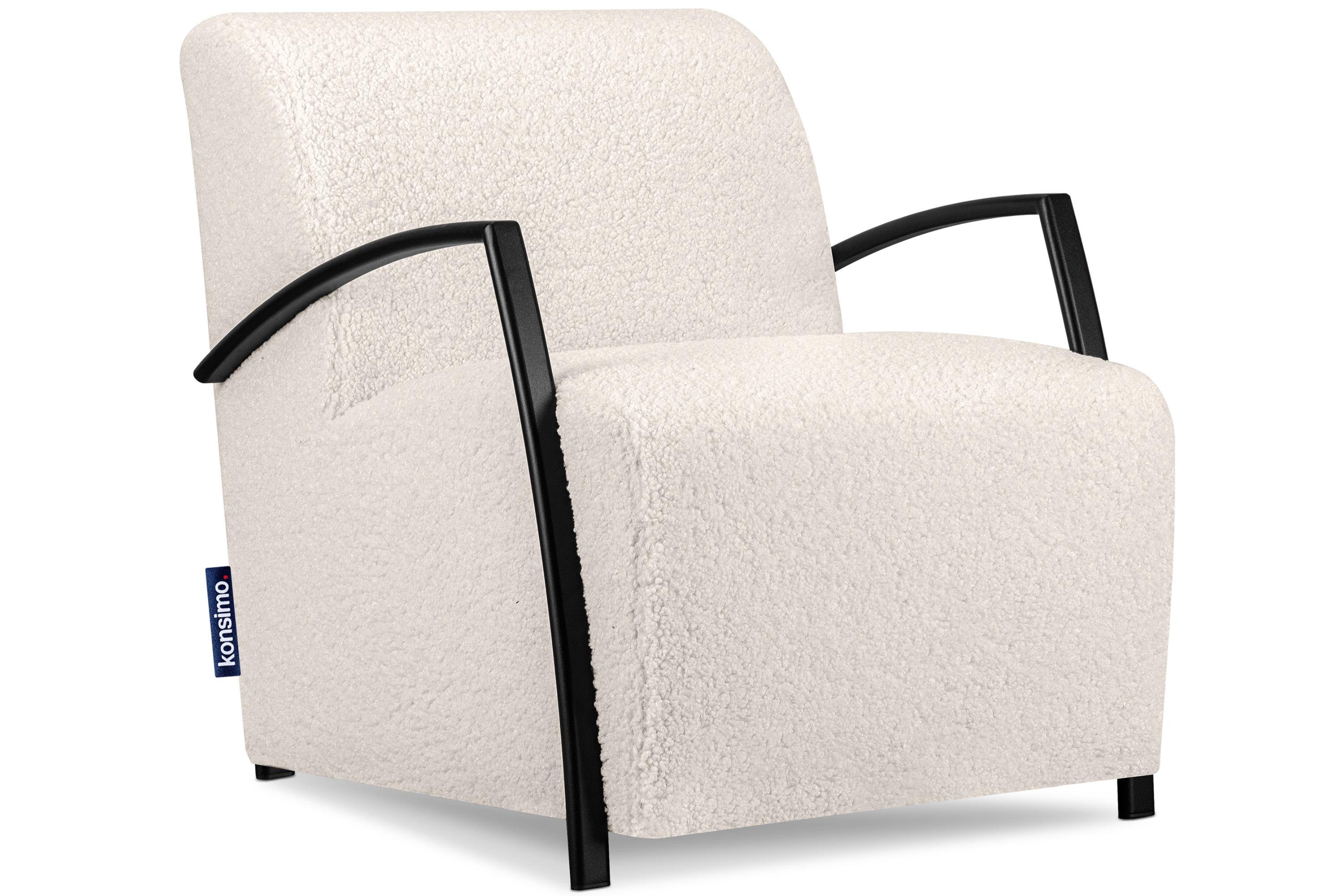 CARO bequemes Sitz, mit gewellter mit Cocktailsessel | Hocker für Sitzen ecru (Relaxsessel ecru Hocker), Form mit ergonomische Feder Sessel im Konsimo