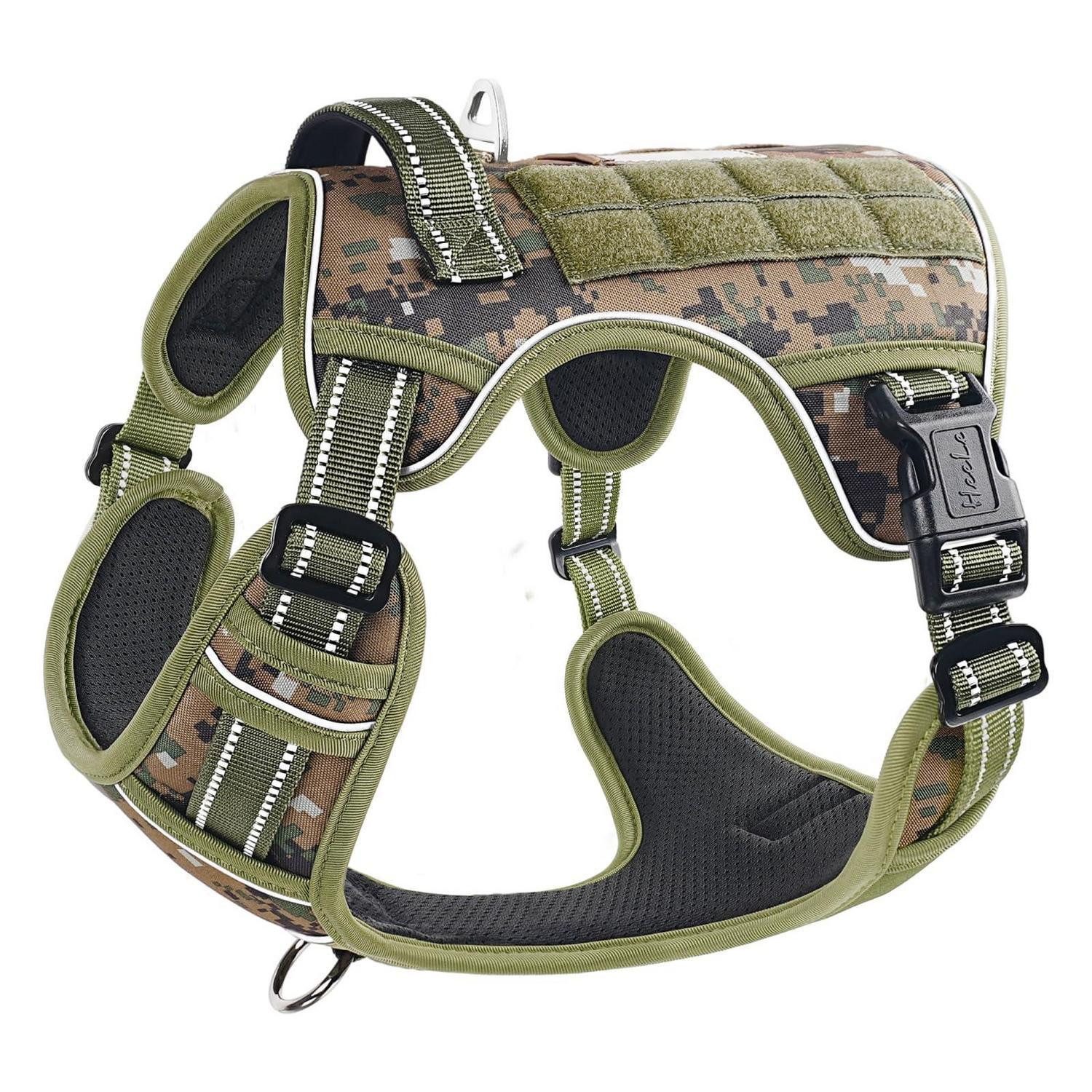 LuxusKollektion Hunde-Sicherheitsgeschirr Taktisches Hundegeschirr Camo Grün S, Textil