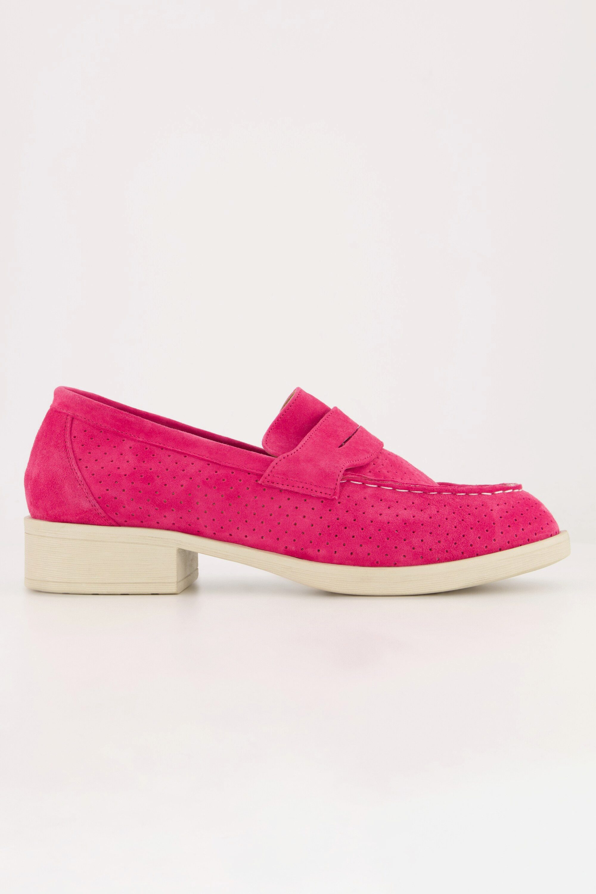 Ulla Popken Leder-Loafer Veloursleder Textilfutter Blockabsatz günstig online kaufen