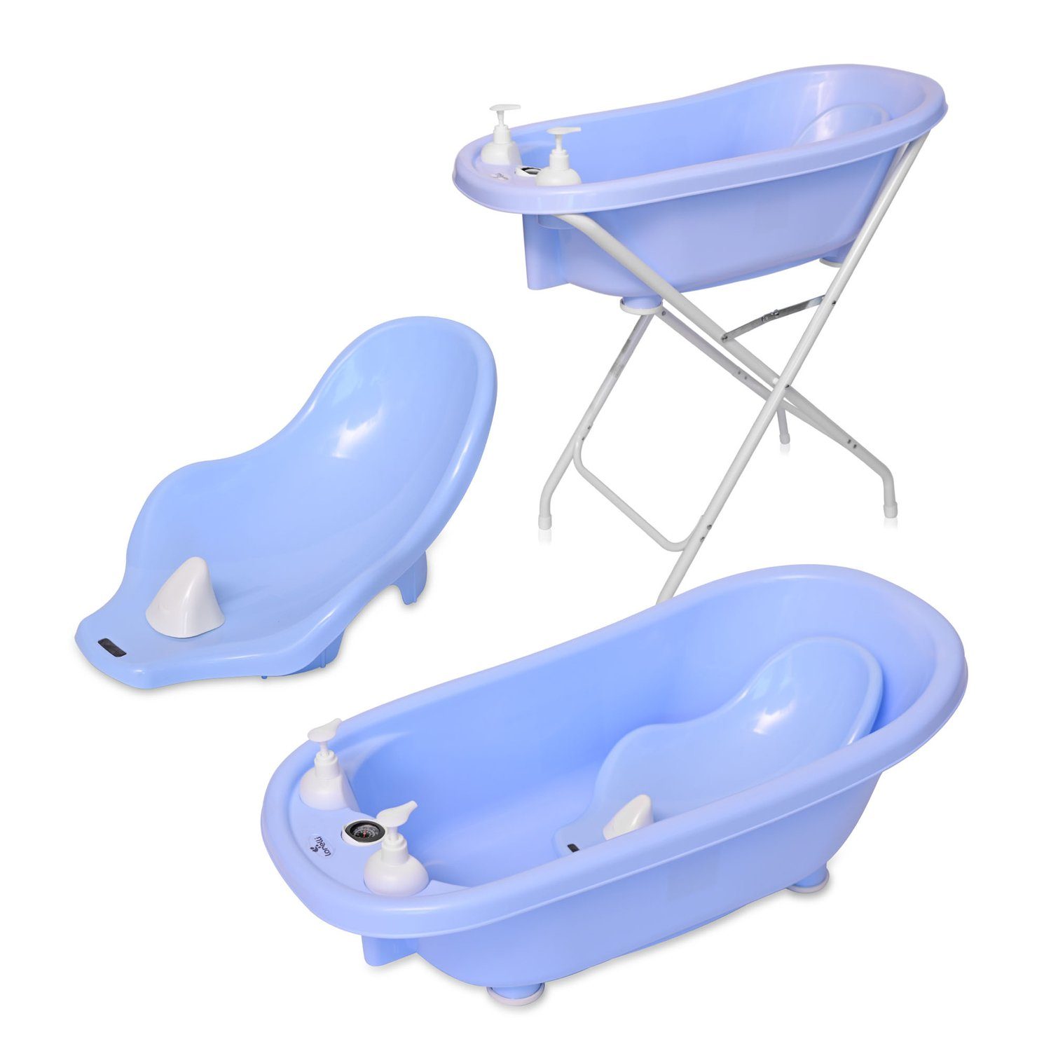 Lorelli Babybadewanne Babybadewannen-Set 88 cm, Babybadewanne 88 cm Badesitz Badewannenständer Ablauf